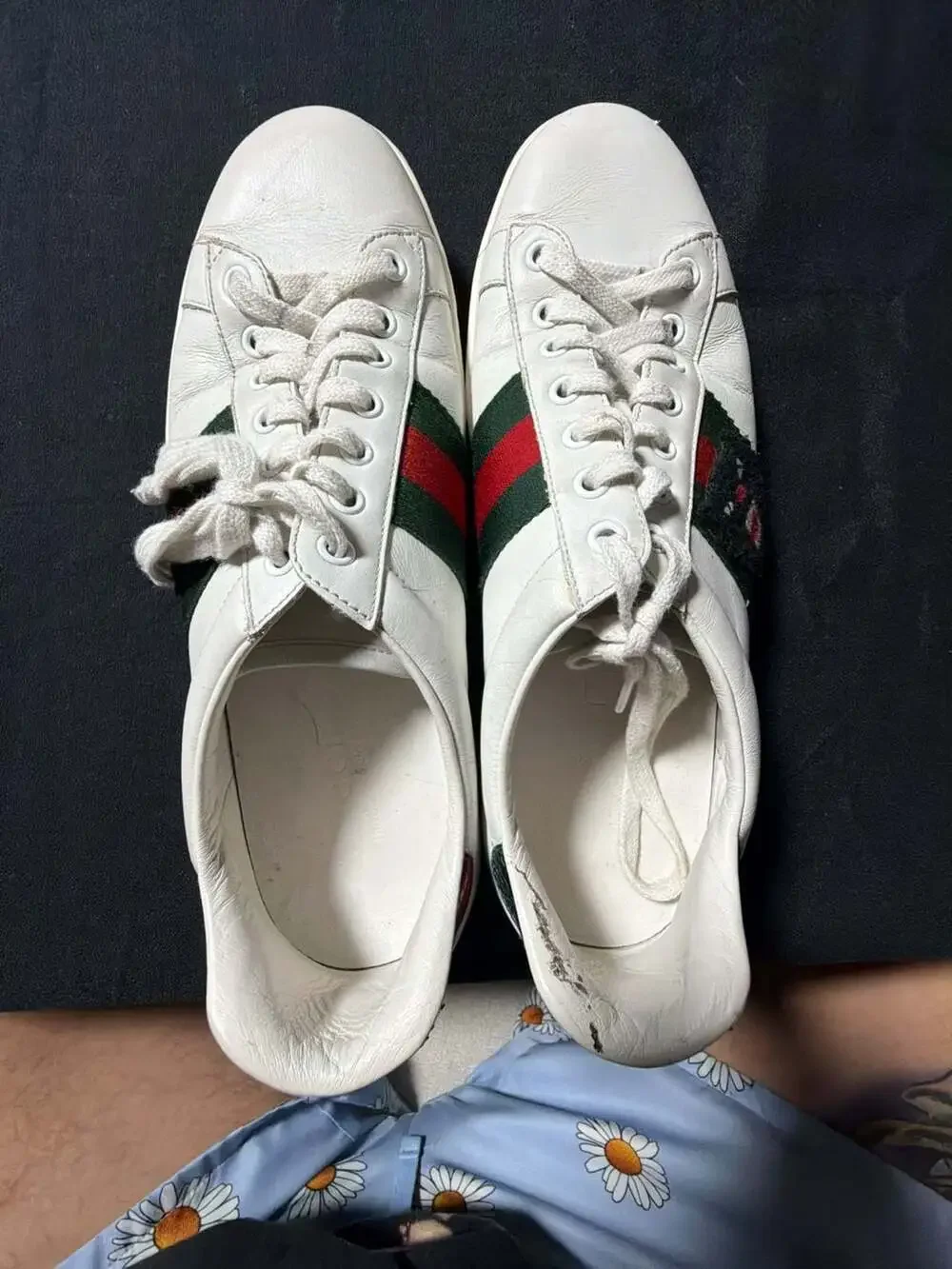 Gucci Ace Leather Low-Top Sneakers with Panther Embroidery